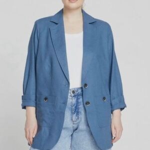 Universal Standard Coastal Linen Blue Blazer S